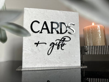 Marble 3D Cards and Gifts Table Sign | Wedding Sign | Modern Wedding Decor | Favor Sign | Party Tabletop Signs | Gold Mirror