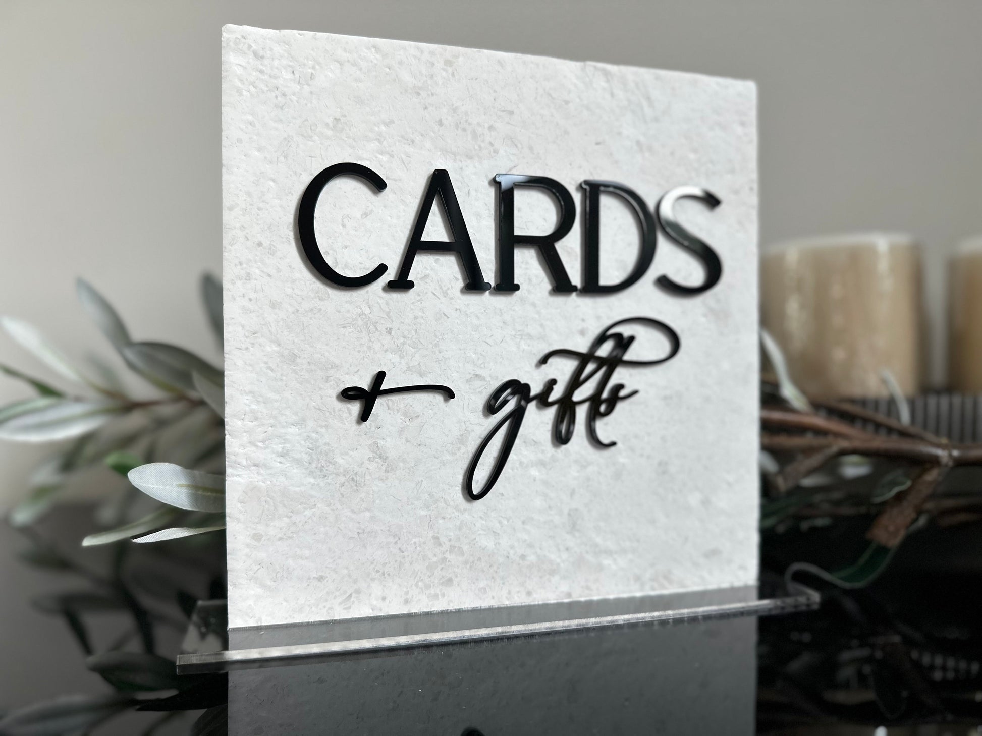 Marble 3D Cards and Gifts Table Sign | Wedding Sign | Modern Wedding Decor | Favor Sign | Party Tabletop Signs | Gold Mirror