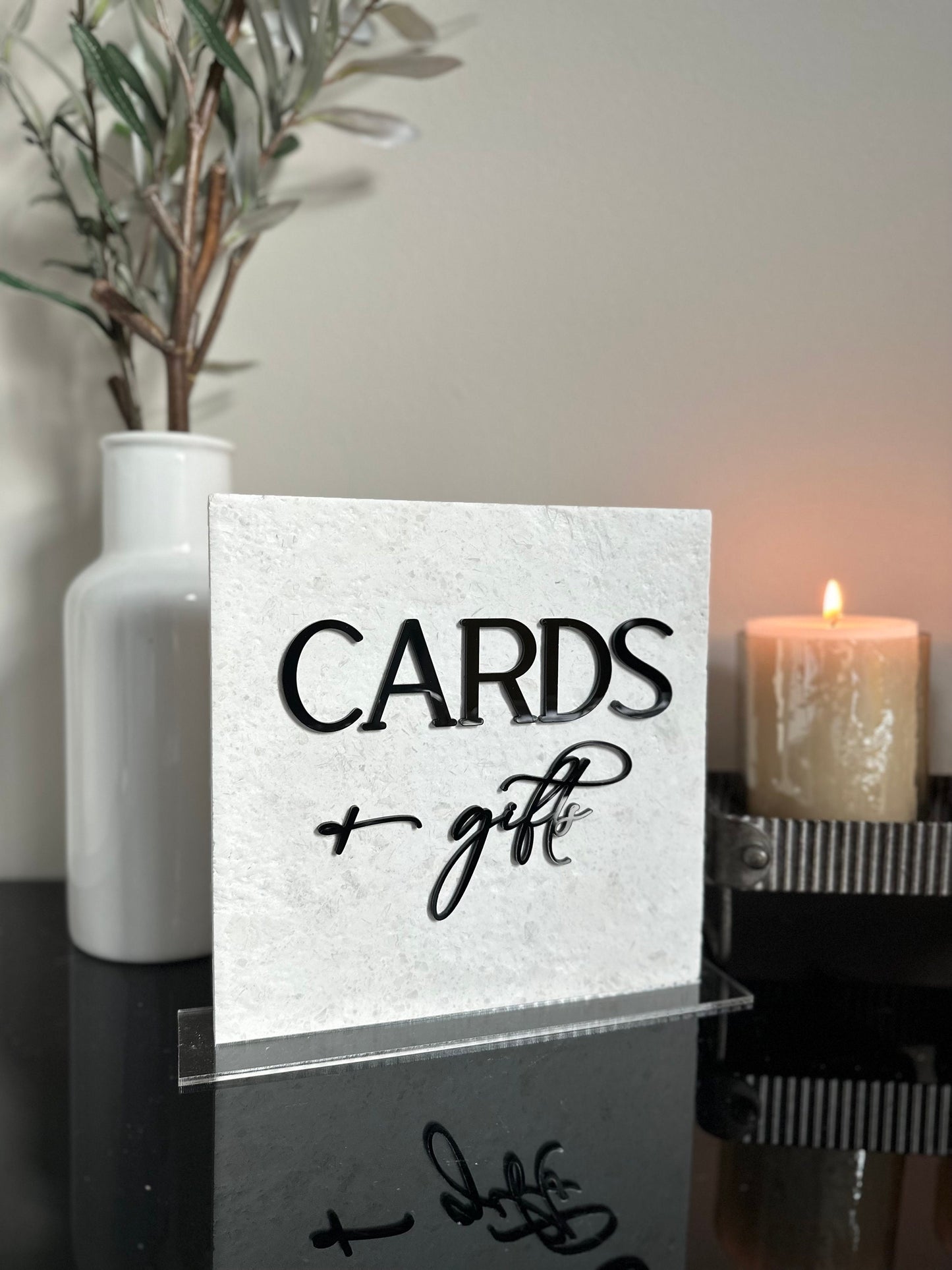 Marble 3D Cards and Gifts Table Sign | Wedding Sign | Modern Wedding Decor | Favor Sign | Party Tabletop Signs | Gold Mirror