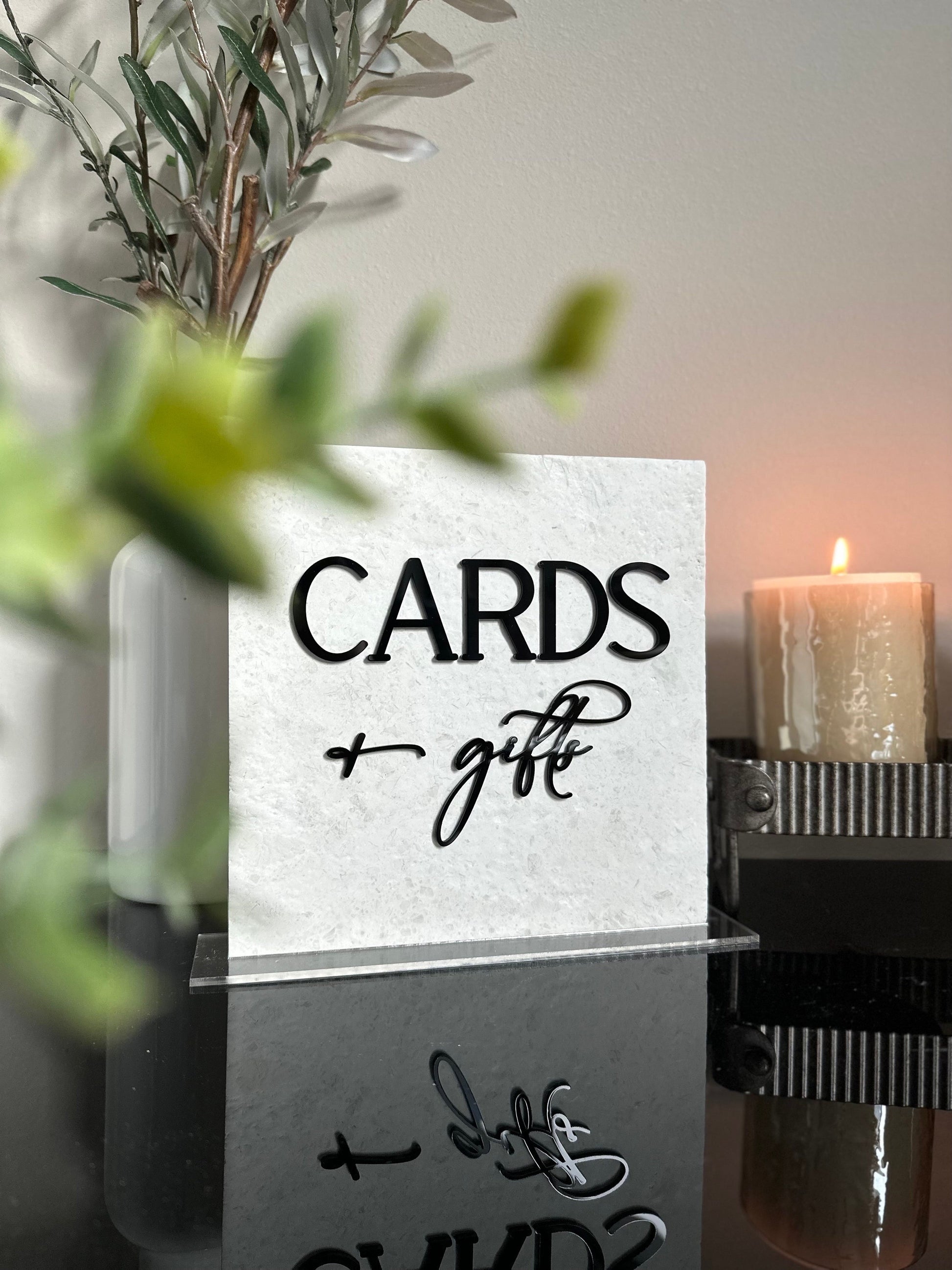 Marble 3D Cards and Gifts Table Sign | Wedding Sign | Modern Wedding Decor | Favor Sign | Party Tabletop Signs | Gold Mirror