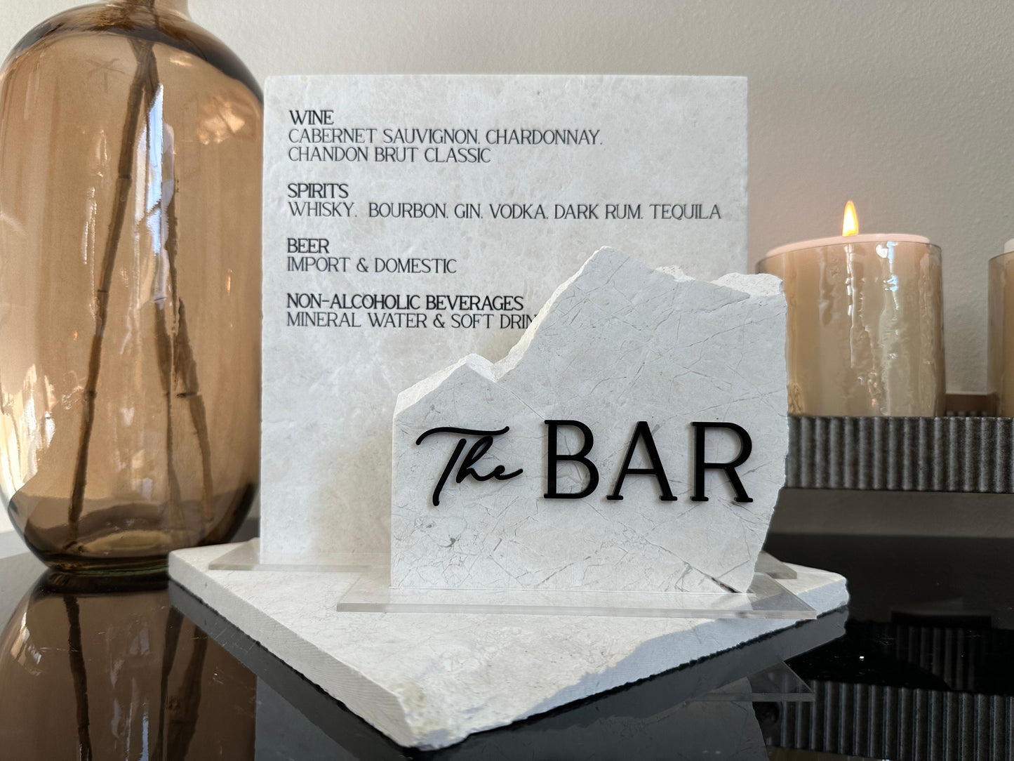 Marble Stone Bar Sign | Wedding Unique Signage | Menu sign | Drink Sign | Bar Sign | Signature Drinks | Duo Sign