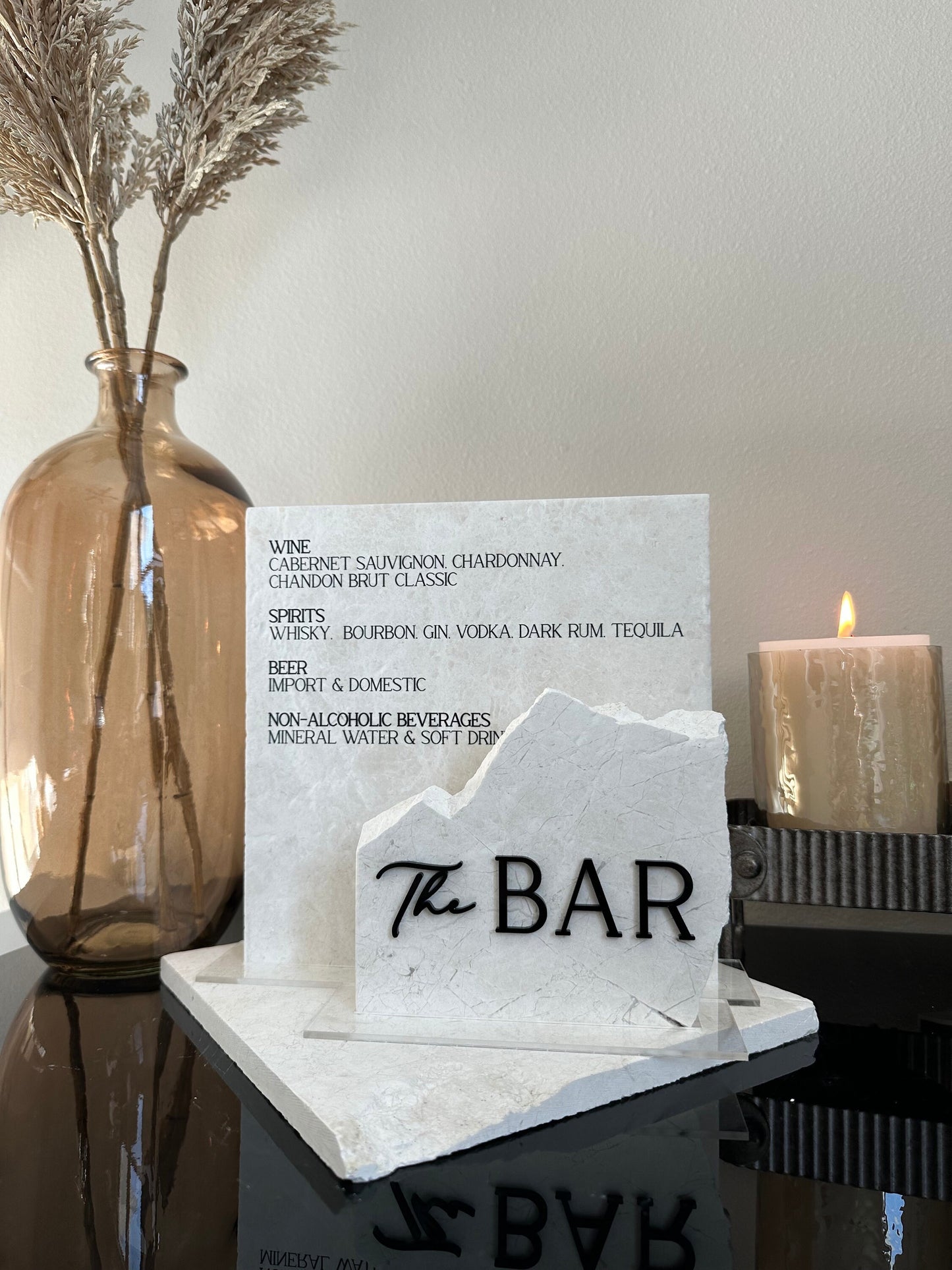 Marble Stone Bar Sign | Wedding Unique Signage | Menu sign | Drink Sign | Bar Sign | Signature Drinks | Duo Sign