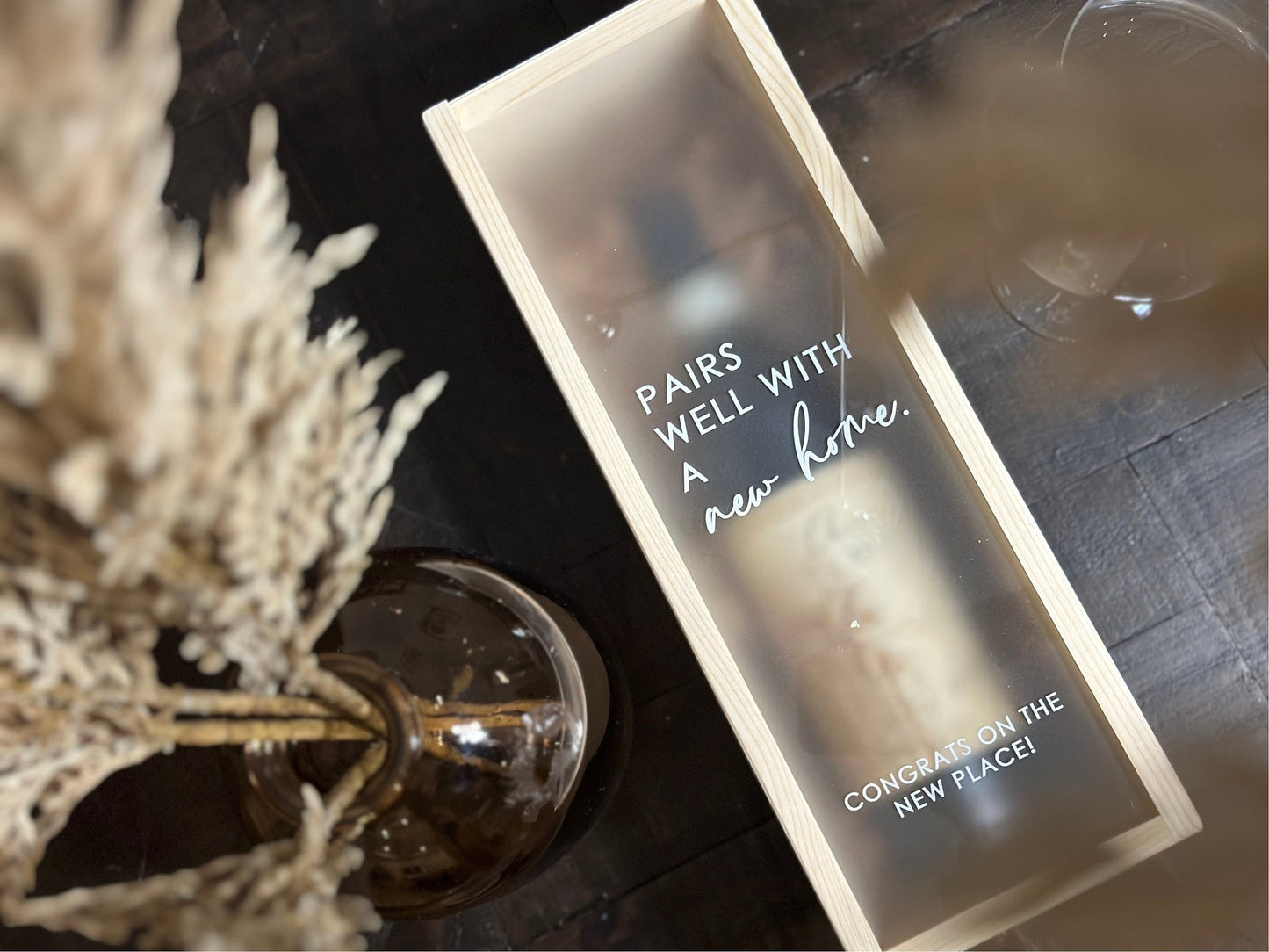 Personalized Wood Wine Box with Acrylic Lid