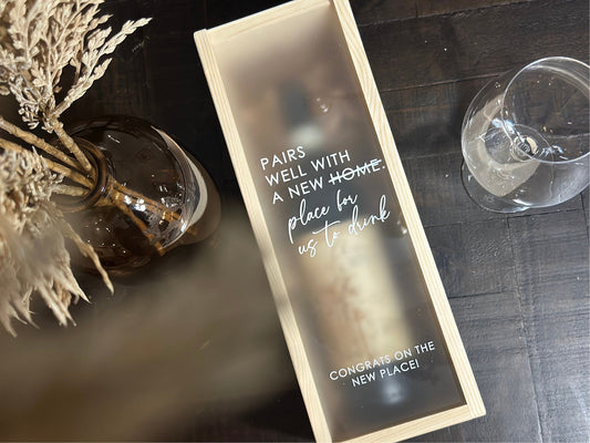 Personalized Wood Wine Box with Acrylic Lid