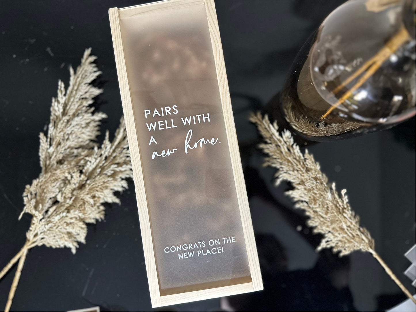 Personalized Wood Wine Box with Acrylic Lid