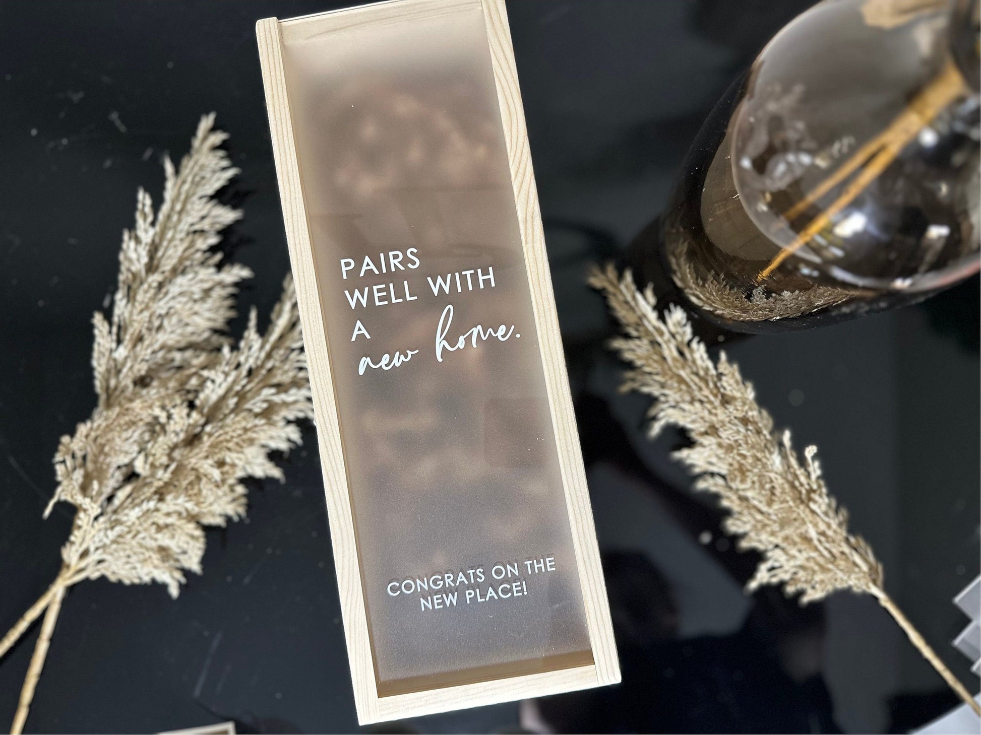 Personalized Wood Wine Box with Acrylic Lid