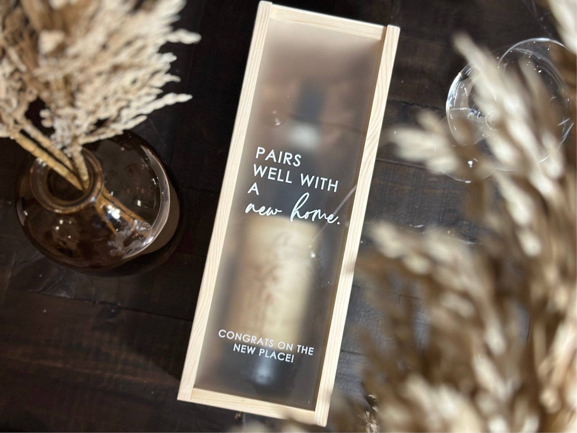 Personalized Wood Wine Box with Acrylic Lid