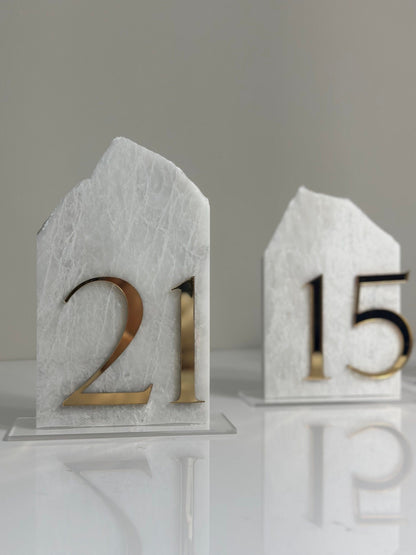 3D Marble Stone Table Numbers | Wedding Unique Signage | Custom Layered Decor | Table Numbers | Tablescape Decor | Natural Marble