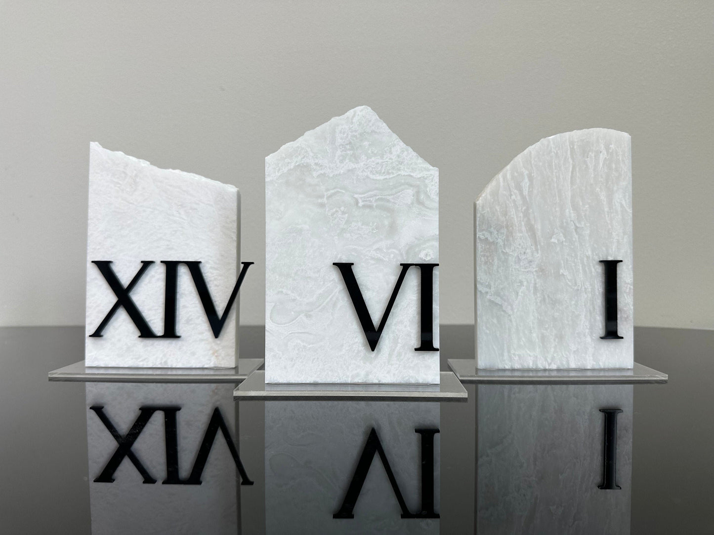 3D Marble Stone Roman Numeral Table Numbers | Wedding Unique Signage | Custom Layered | Table Numbers | Tablescape Decor | Natural Marble
