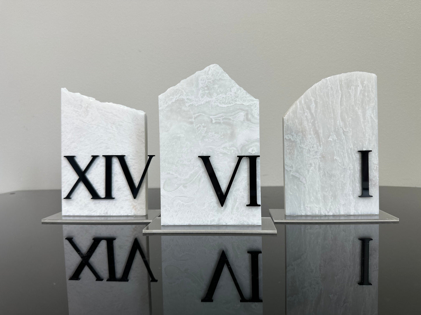 3D Marble Stone Roman Numeral Table Numbers | Wedding Unique Signage | Custom Layered | Table Numbers | Tablescape Decor | Natural Marble