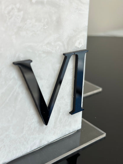 3D Marble Stone Roman Numeral Table Numbers | Wedding Unique Signage | Custom Layered | Table Numbers | Tablescape Decor | Natural Marble