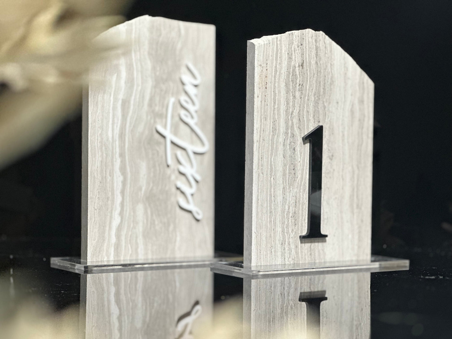 3D Marble Stone Table Numbers | Wedding Unique Signage | Custom Layered Decor | Table Numbers | Tablescape Decor | Natural Marble