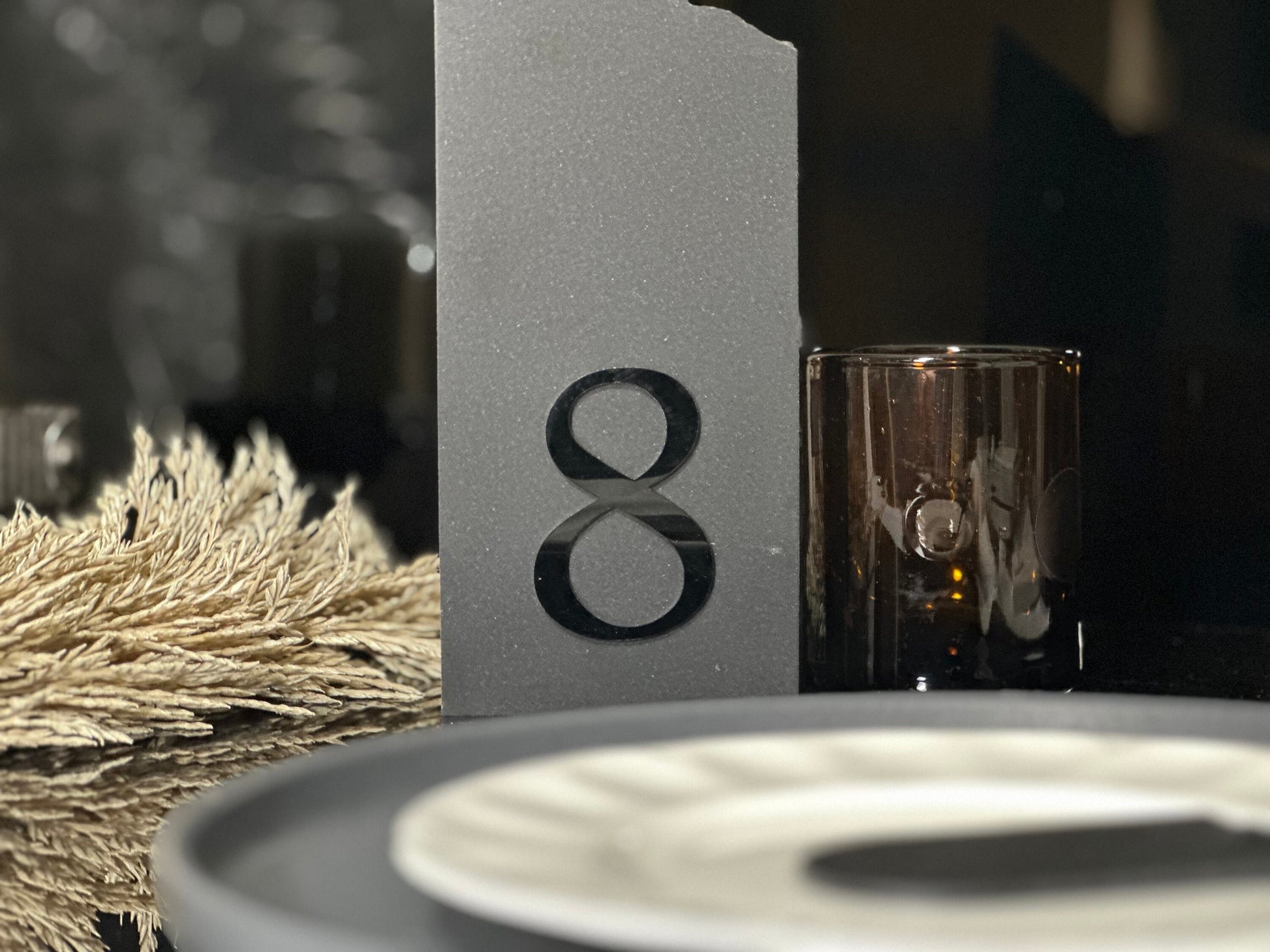 Black Matte Limestone Stone Table Numbers