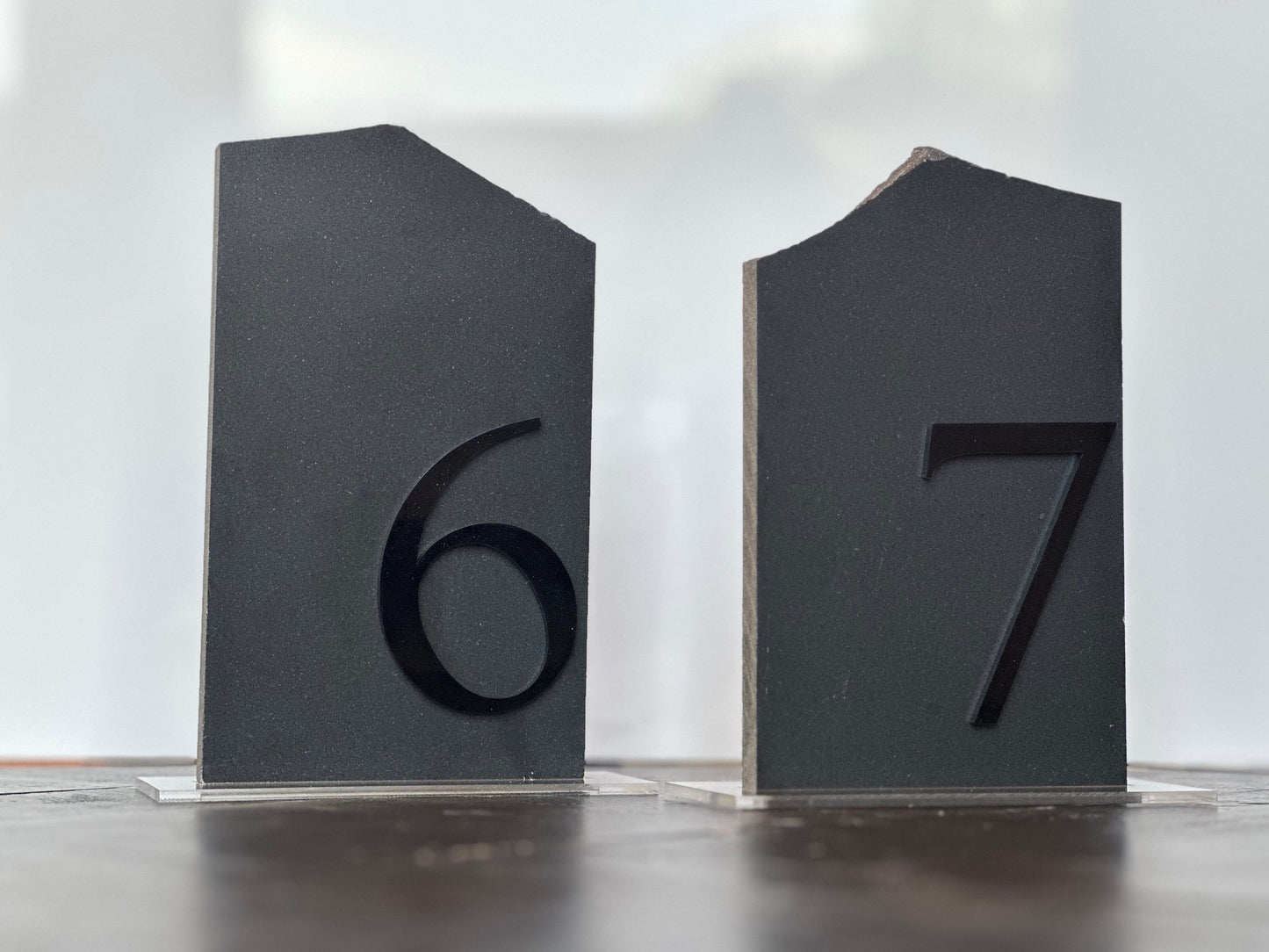 3D Black Matte Limestone Stone Table Numbers | Wedding Unique Signage | Custom Decor | Table Numbers | Tablescape Decor | Natural Limestone