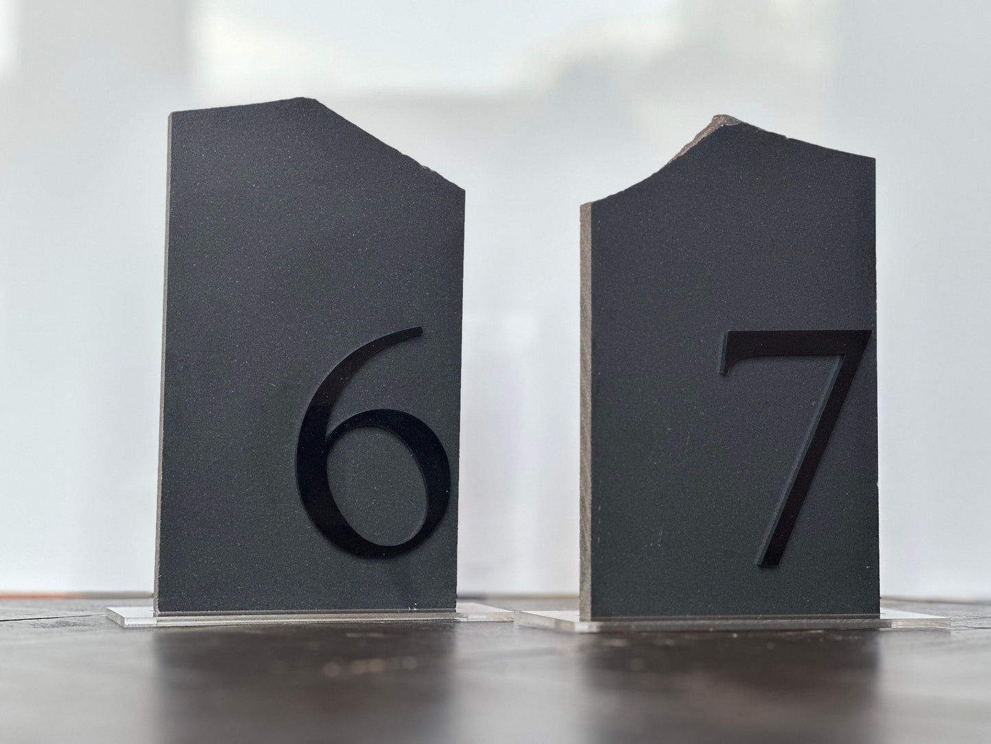 Black Matte Limestone Stone Table Numbers