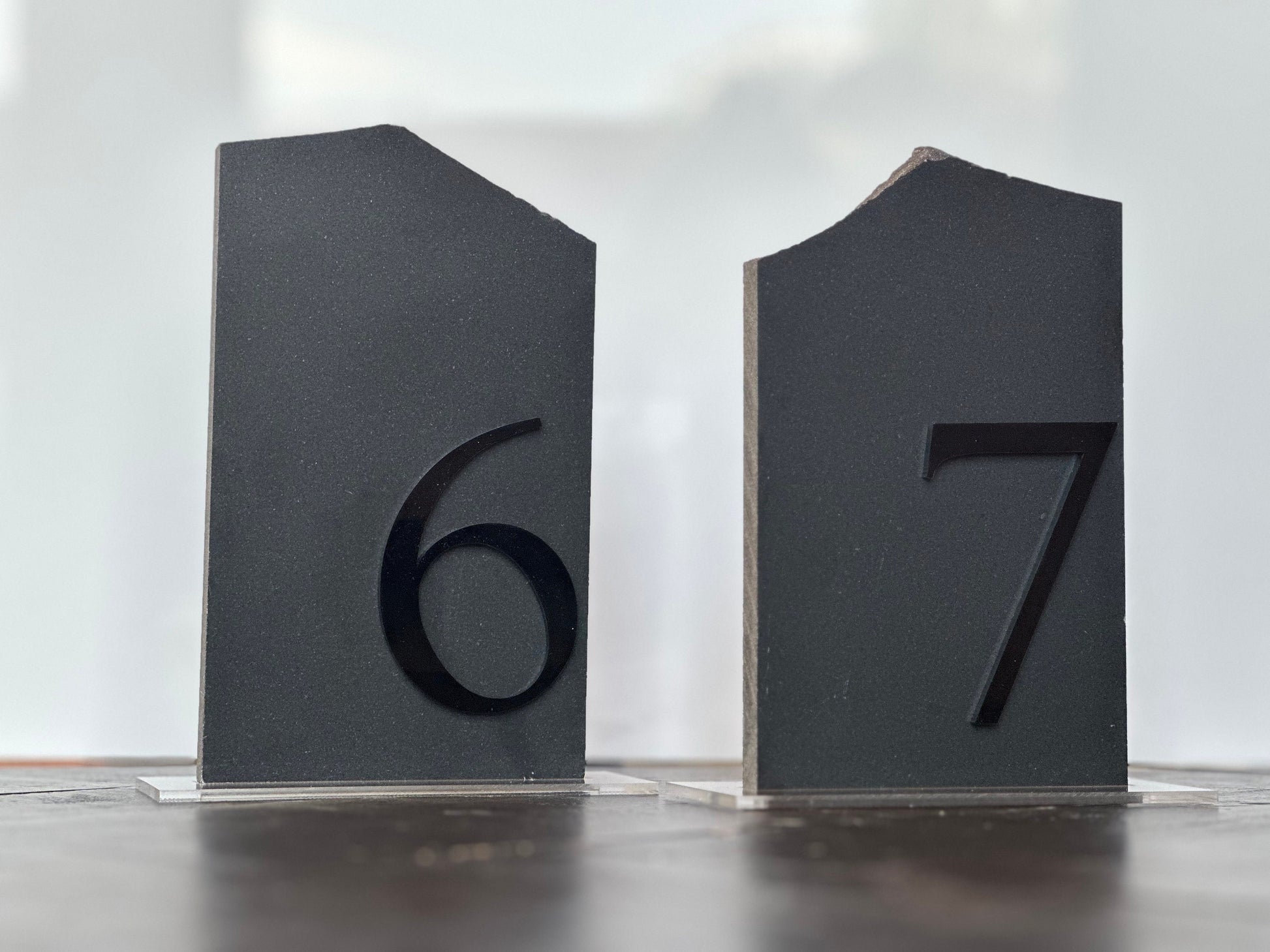 Black Matte Limestone Stone Table Numbers