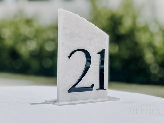 3D Marble Stone Table Numbers | Wedding Unique Signage | Custom Layered Decor | Table Numbers | Tablescape Decor | Natural Marble