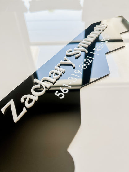 Personalized Realtor Key with Heart | Closing Realty | House Sold Acrylic and Wood Sign | Closing Prop | Realtor Gift Sold Sign
