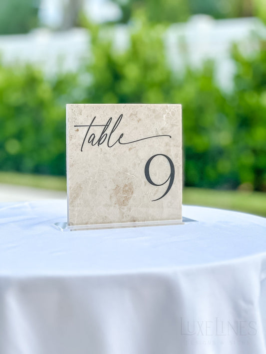 Marble Stone Table Numbers | Wedding Unique Signage | Custom Layered Decor | Table Numbers | Tablescape Decor | Natural Marble Travertine