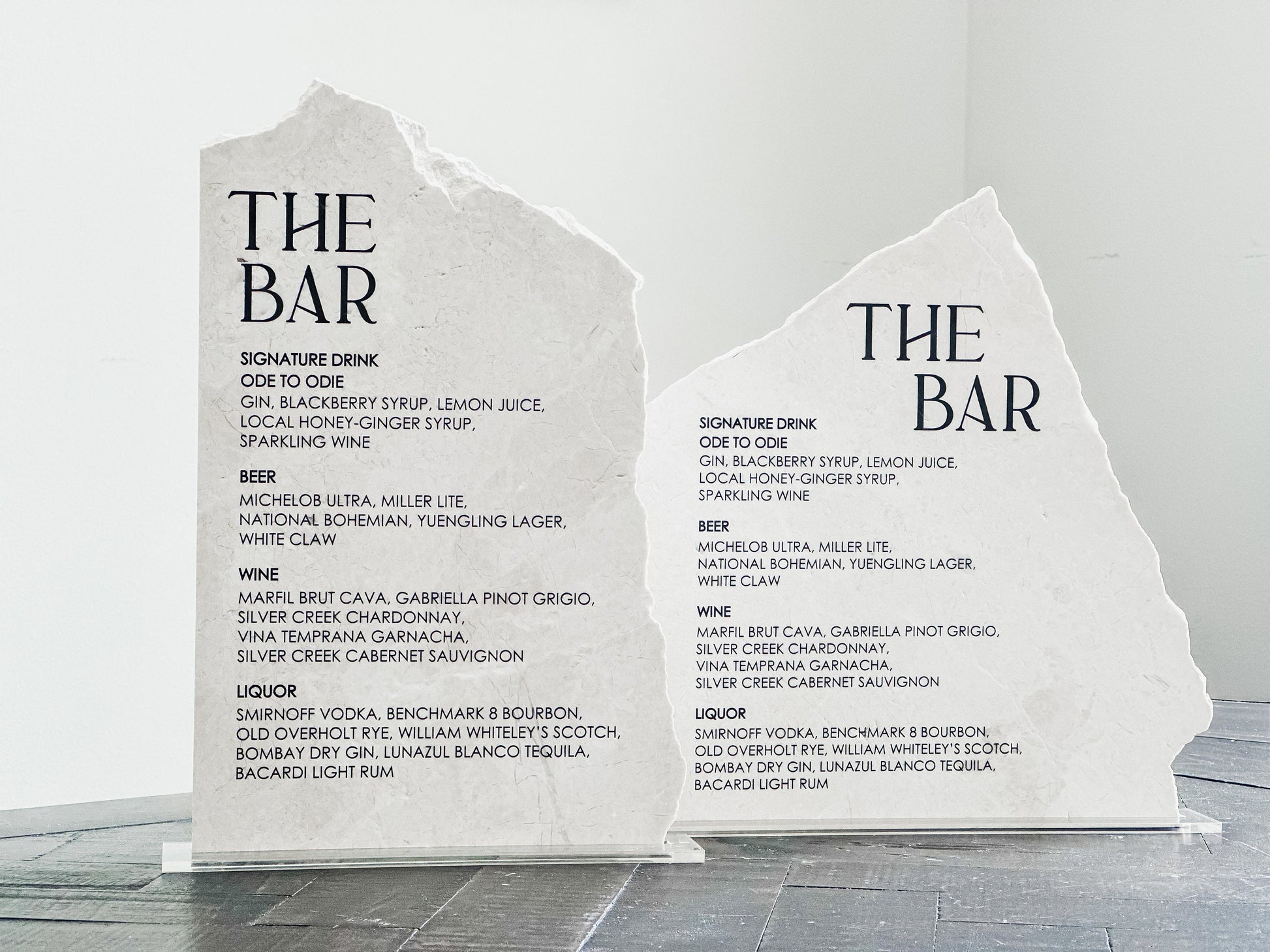 Marble Stone Bar Sign