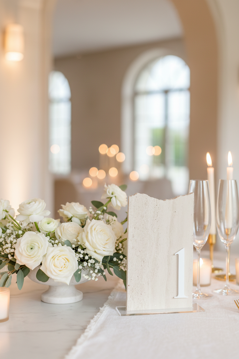 3D Limestone Stone Table Numbers