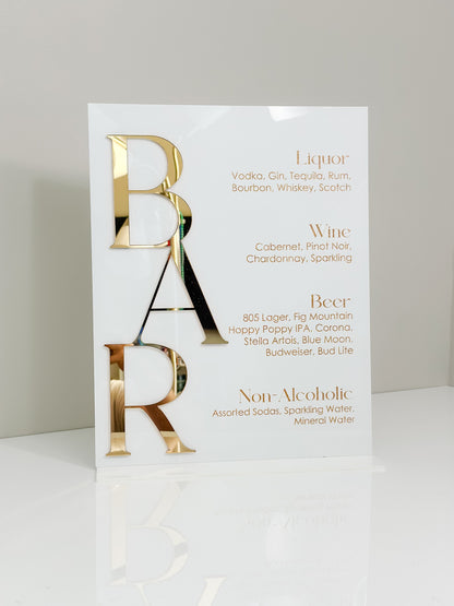 3D Acrylic Bar Sign | Wedding Unique Signage | Mimosa Layered Decor | Menu sign | Drink Sign | Wedding Reception Decor
