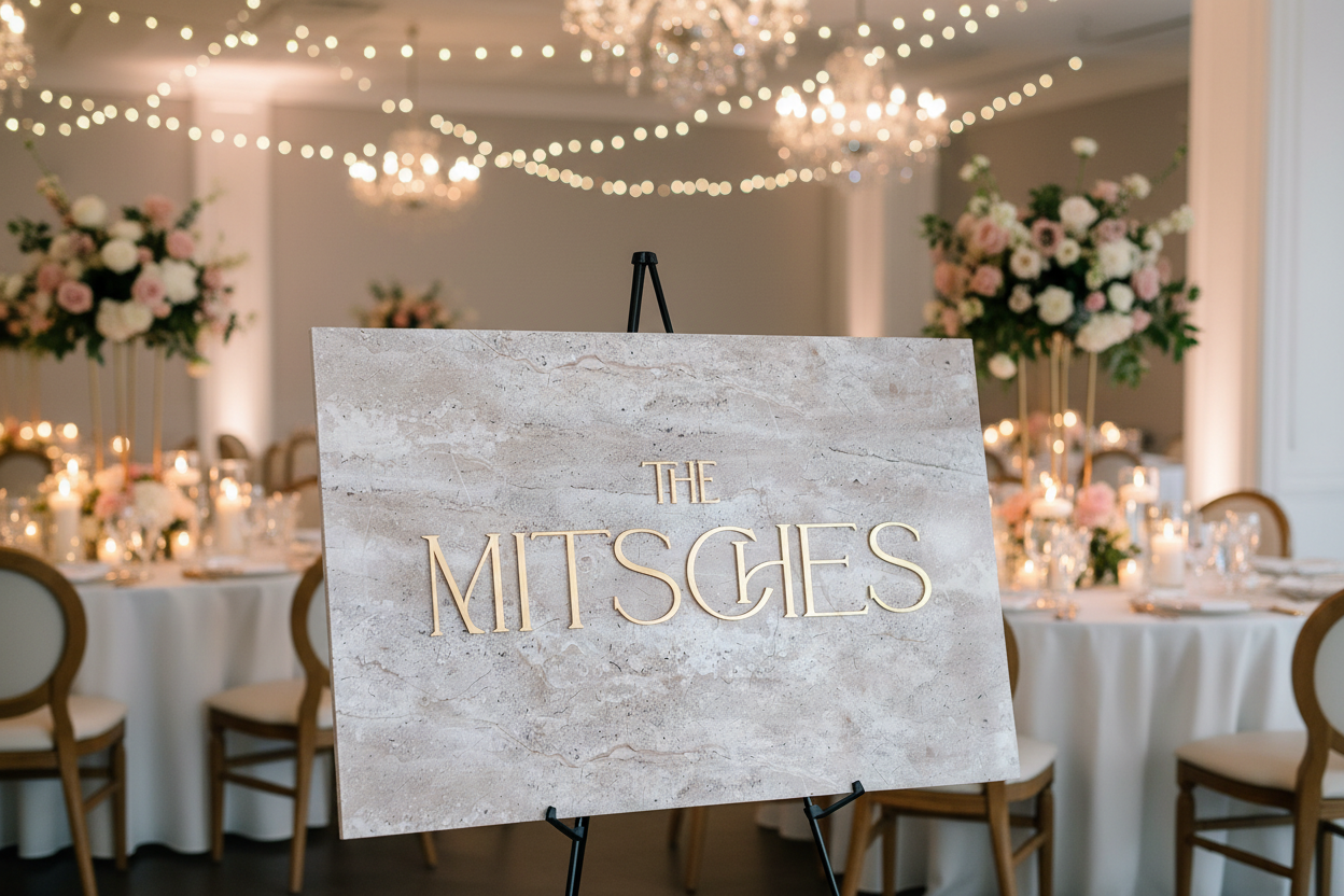 Faux Stone Wedding Welcome Sign