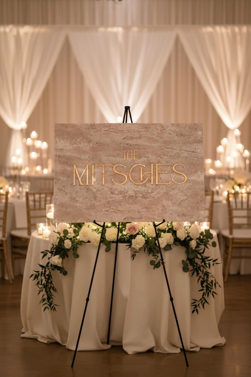 Faux Stone Wedding Welcome Sign