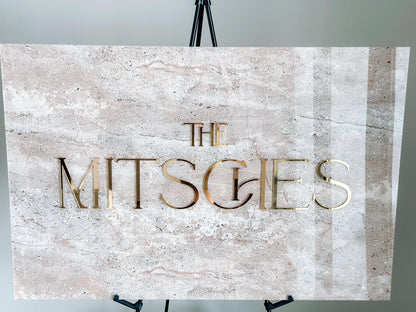 Faux Stone Wedding Welcome Sign | Minimalist Modern Signage | Travertine Wedding Signage Welcome Sign | Acrylic Wedding Sign