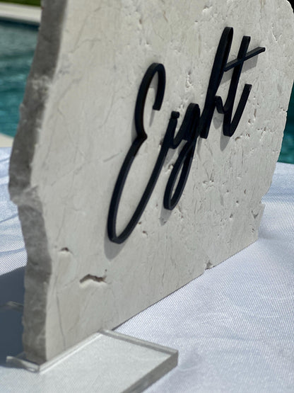 3D Acrylic Table Number Stone Sign | Wedding Unique Signage | Custom Layered Decor | Table Numbers | Marble | Unique Different Sign
