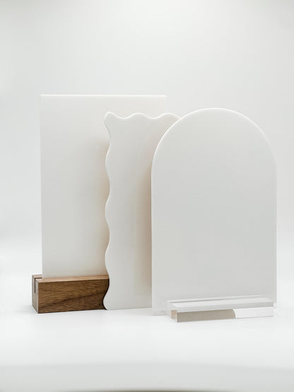 White Wavy Ripple Blank Acrylic Table Numbers