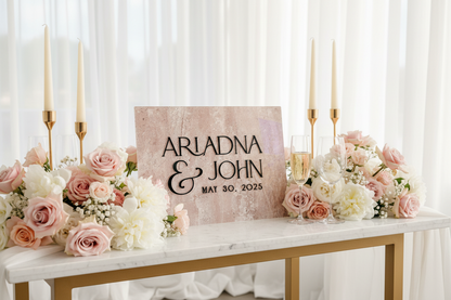 Modern Acrylic Wedding Welcome Sign: Faux Stone Texture