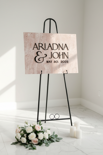 Modern Acrylic Wedding Welcome Sign: Faux Stone Texture