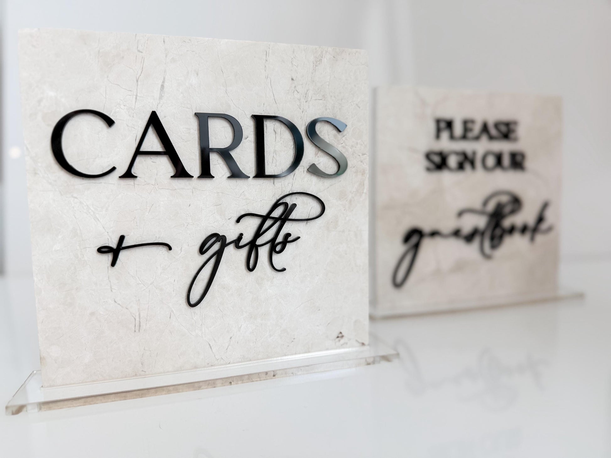 Marble 3D Cards and Gifts Table Sign | Wedding Sign | Modern Wedding Decor | Favor Sign | Party Tabletop Signs | Gold Mirror
