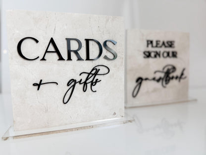 Marble 3D Cards and Gifts Table Sign