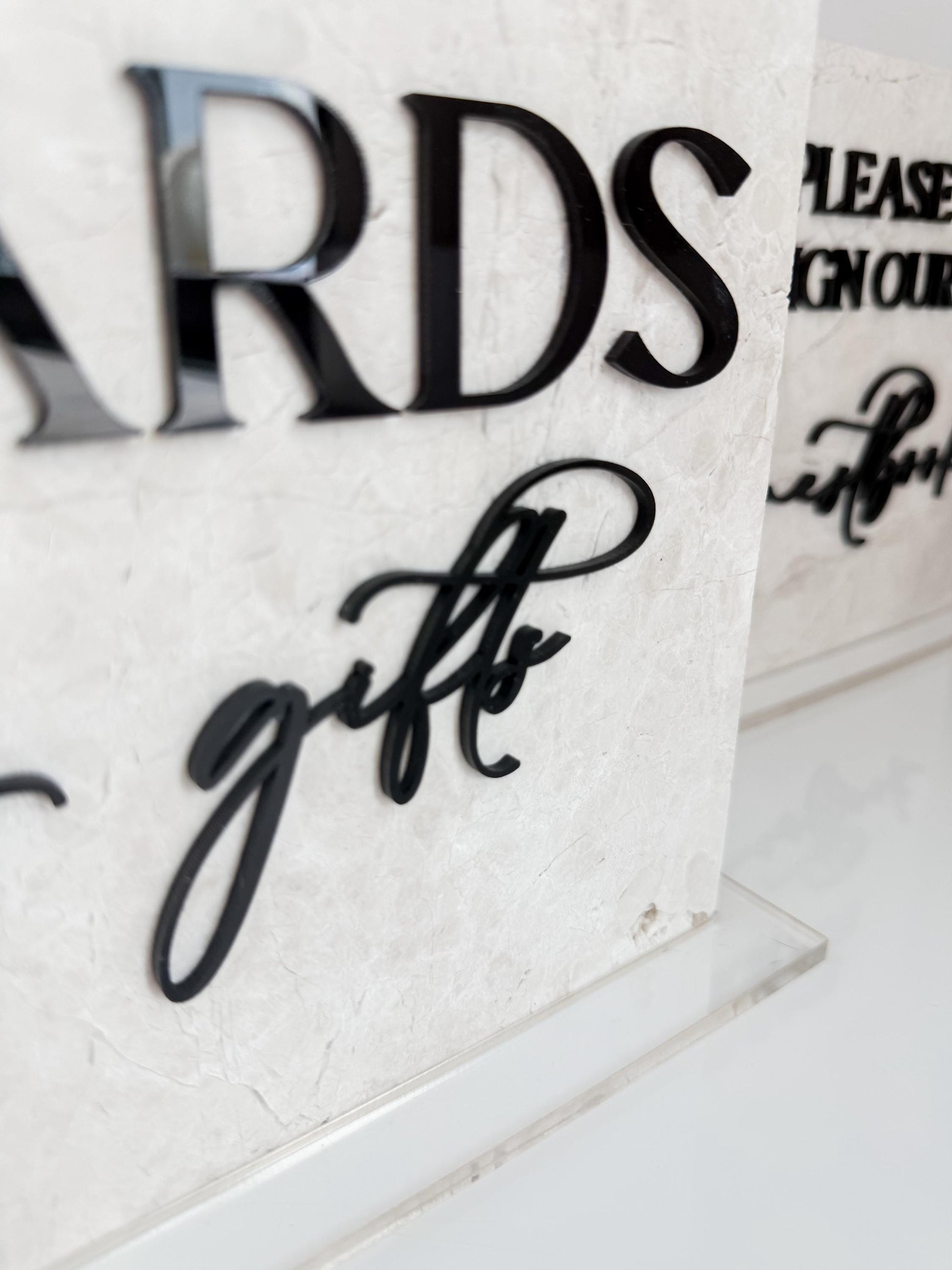 Marble 3D Cards and Gifts Table Sign | Wedding Sign | Modern Wedding Decor | Favor Sign | Party Tabletop Signs | Gold Mirror