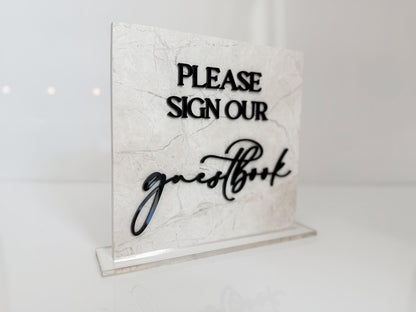 Marble 3D Cards and Gifts Table Sign | Wedding Sign | Modern Wedding Decor | Favor Sign | Party Tabletop Signs | Gold Mirror