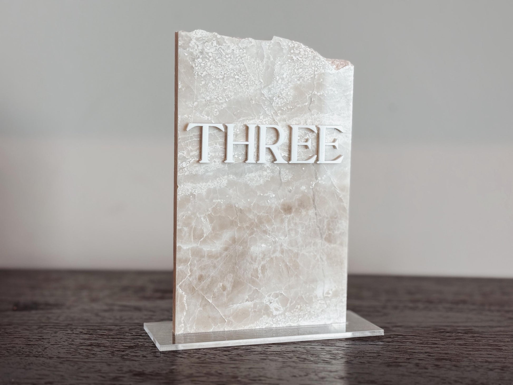 3D Marble Stone Table Numbers | Wedding Unique Signage | Custom Layered Decor | Table Numbers | Tablescape Decor | Travertine Looking