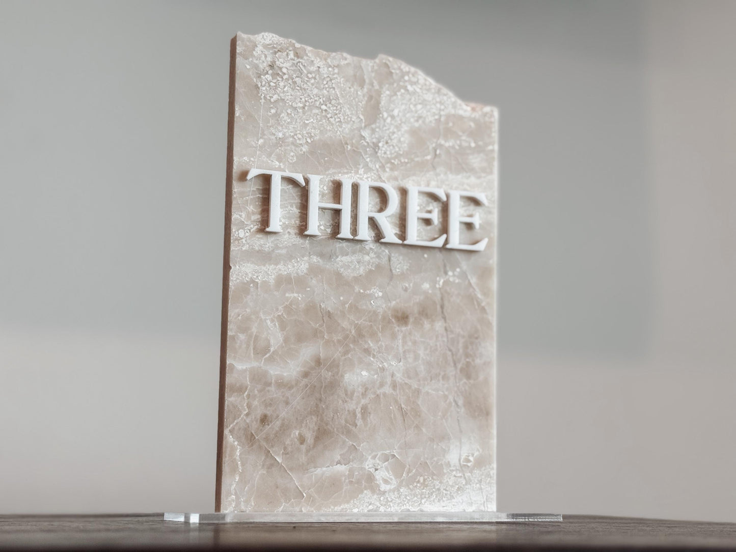3D Marble Stone Table Numbers | Wedding Unique Signage | Custom Layered Decor | Table Numbers | Tablescape Decor | Travertine Looking