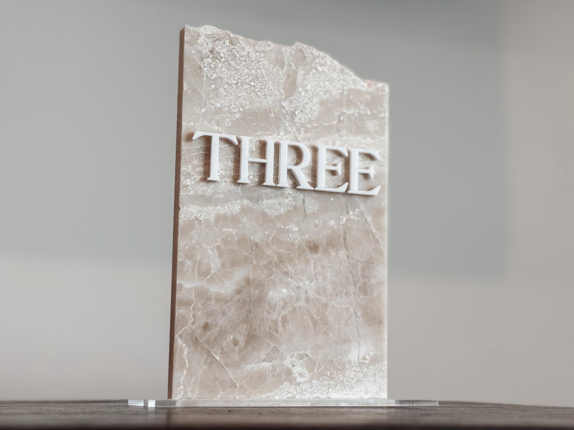 3D Marble Stone Table Numbers | Wedding Unique Signage | Custom Layered Decor | Table Numbers | Tablescape Decor | Travertine Looking