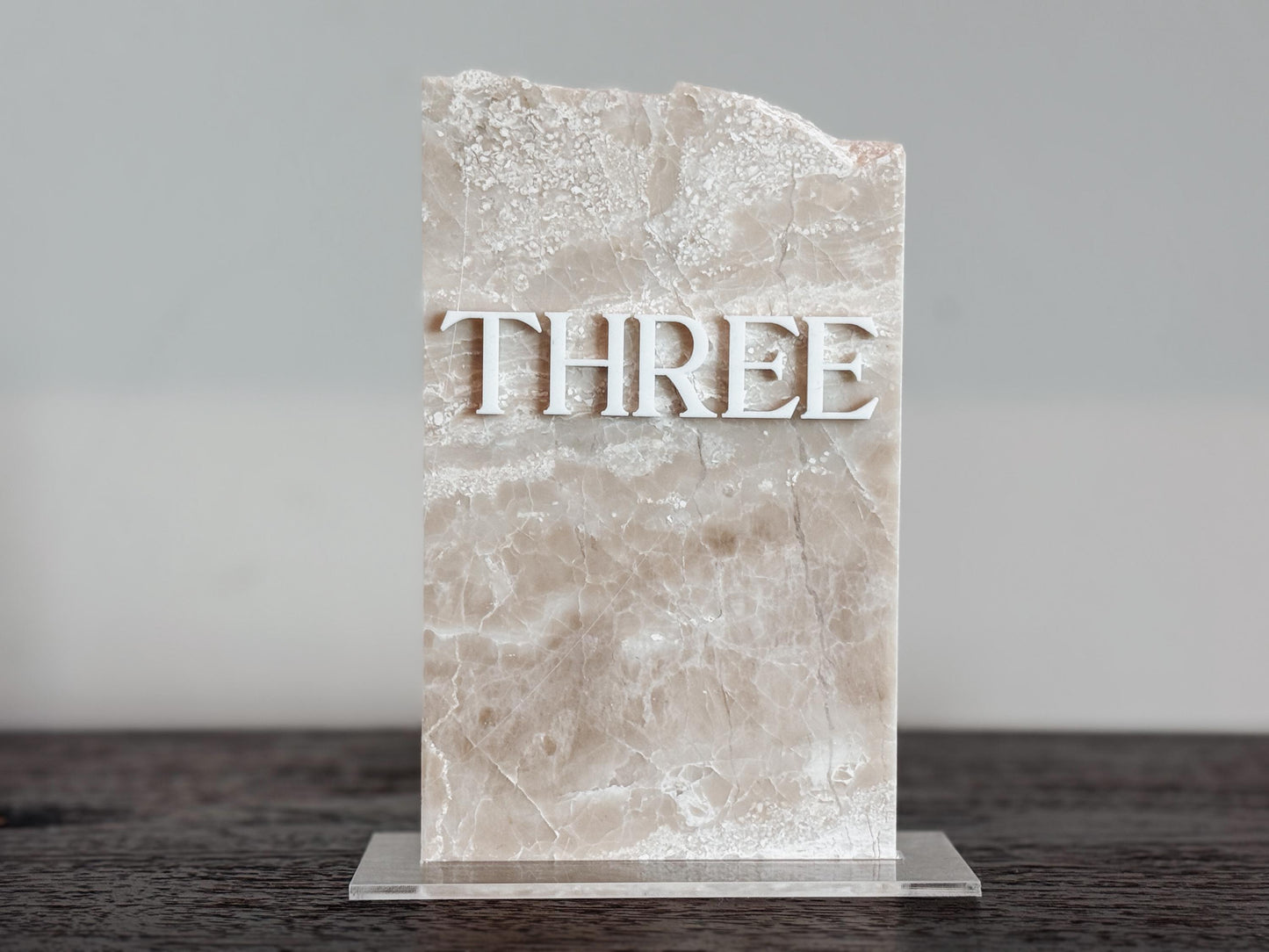 3D Marble Stone Table Numbers | Wedding Unique Signage | Custom Layered Decor | Table Numbers | Tablescape Decor | Travertine Looking