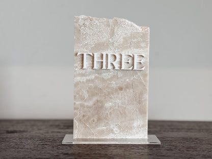 3D Marble Stone Table Numbers | Wedding Unique Signage | Custom Layered Decor | Table Numbers | Tablescape Decor | Travertine Looking