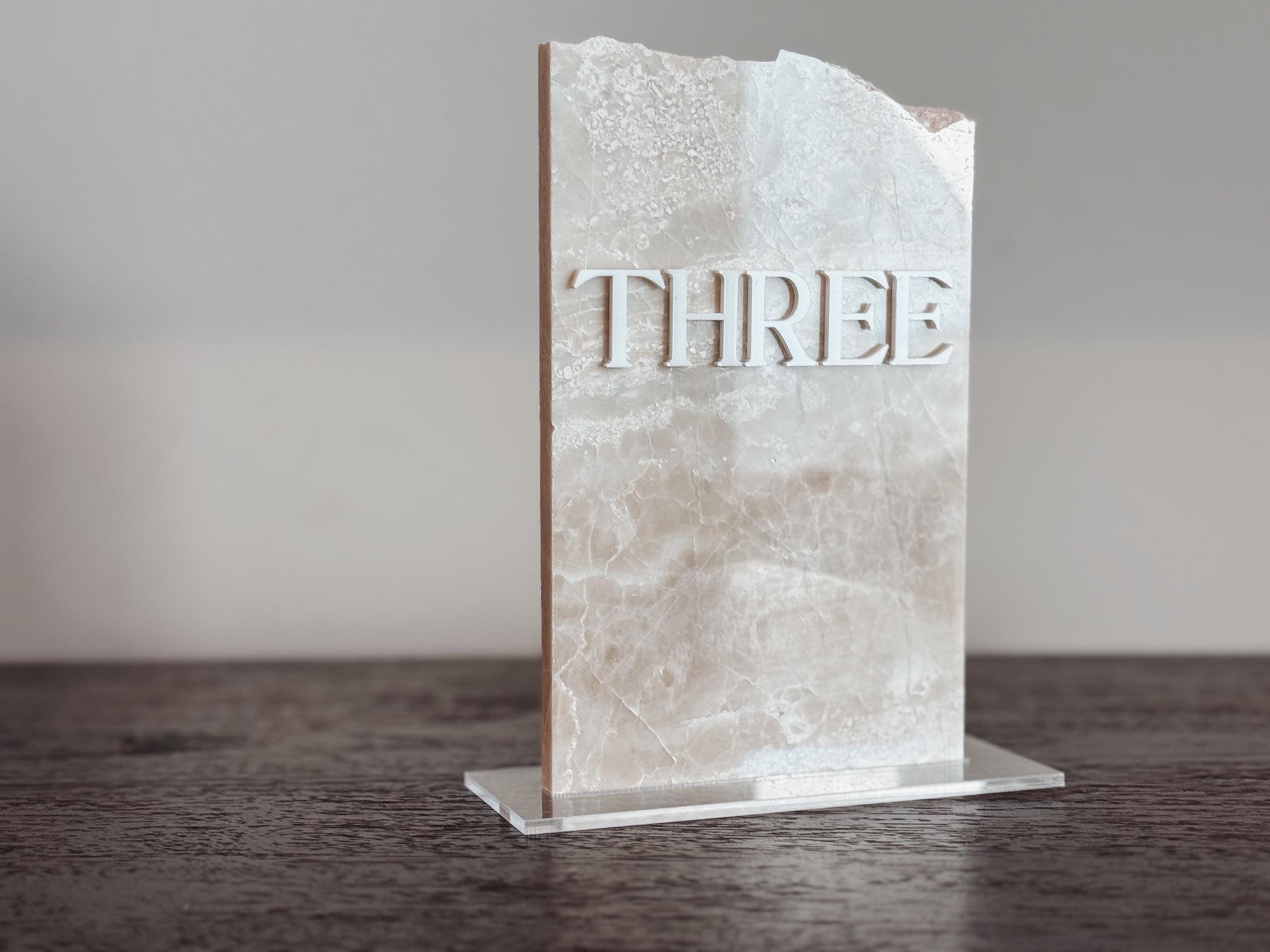3D Marble Stone Table Numbers | Wedding Unique Signage | Custom Layered Decor | Table Numbers | Tablescape Decor | Travertine Looking
