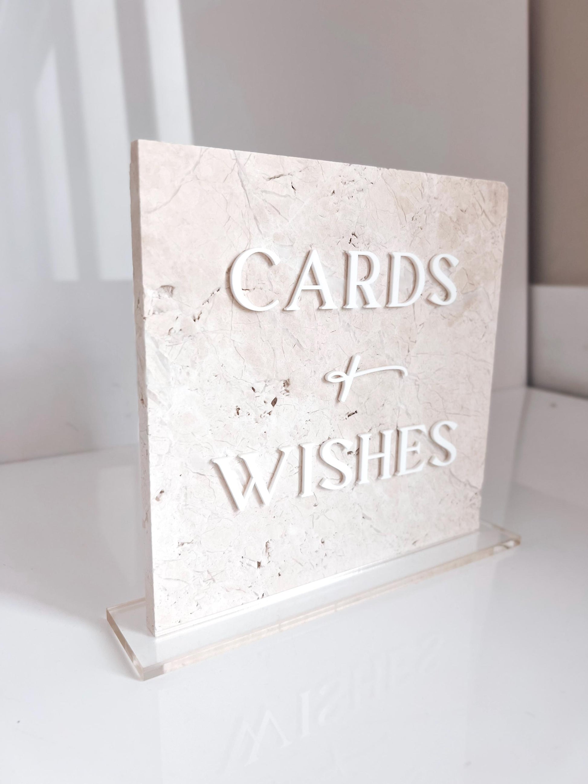 Marble 3D Cards and Wishes Table Sign | Wedding Sign | Modern Wedding Decor | Favor Sign | Party Tabletop Signs | Gold Mirror