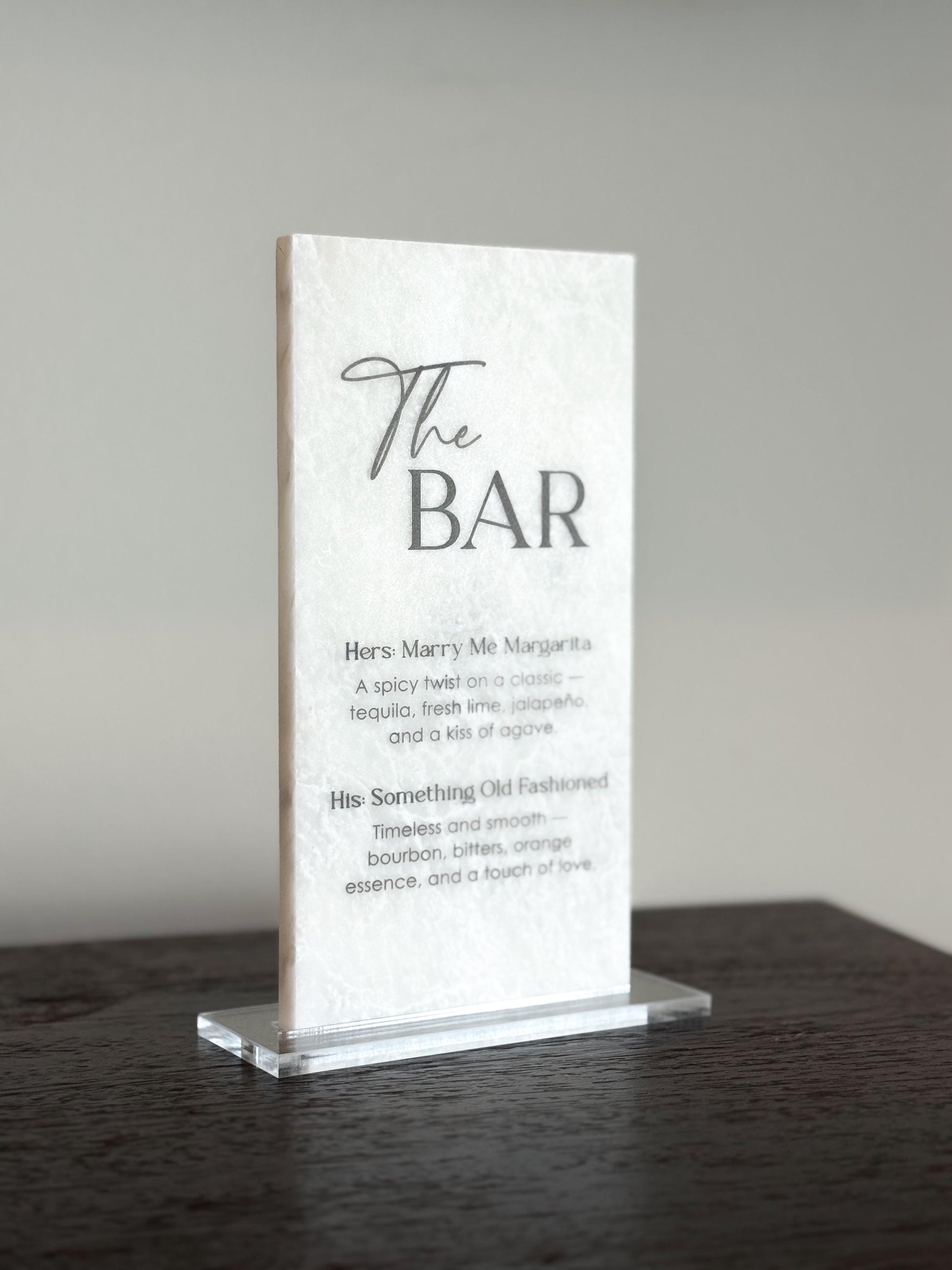 Marble Stone Bar Sign | Wedding Unique Signage | Menu sign, Drink Sign, Bar Sign | Signature Drinks