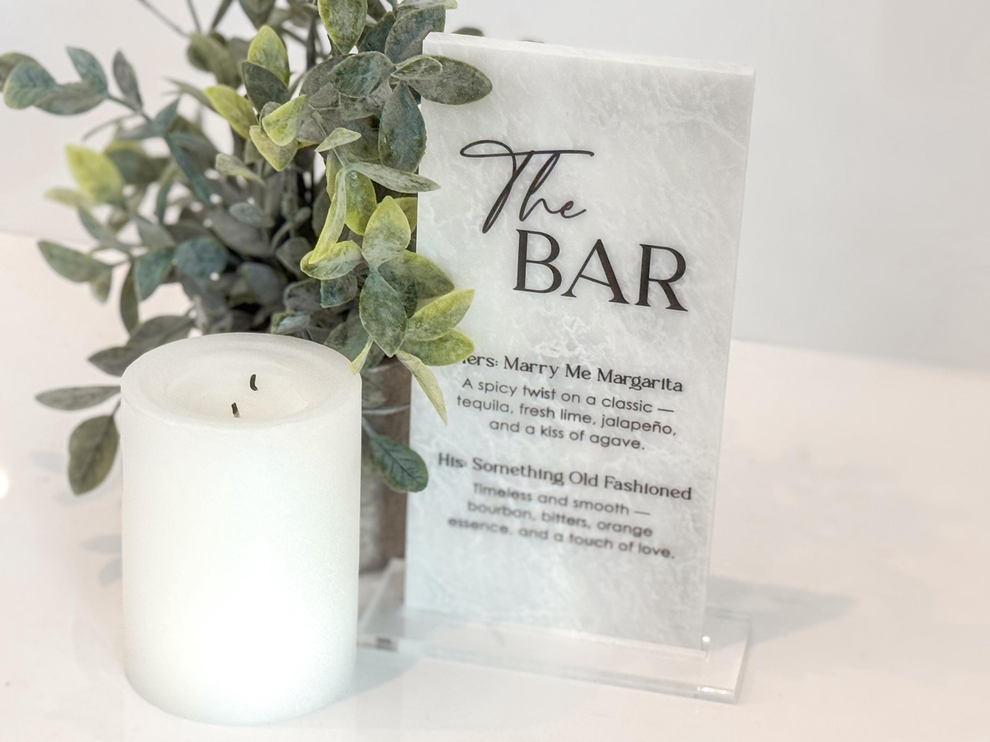 Marble Stone Bar Sign | Wedding Unique Signage | Menu sign, Drink Sign, Bar Sign | Signature Drinks