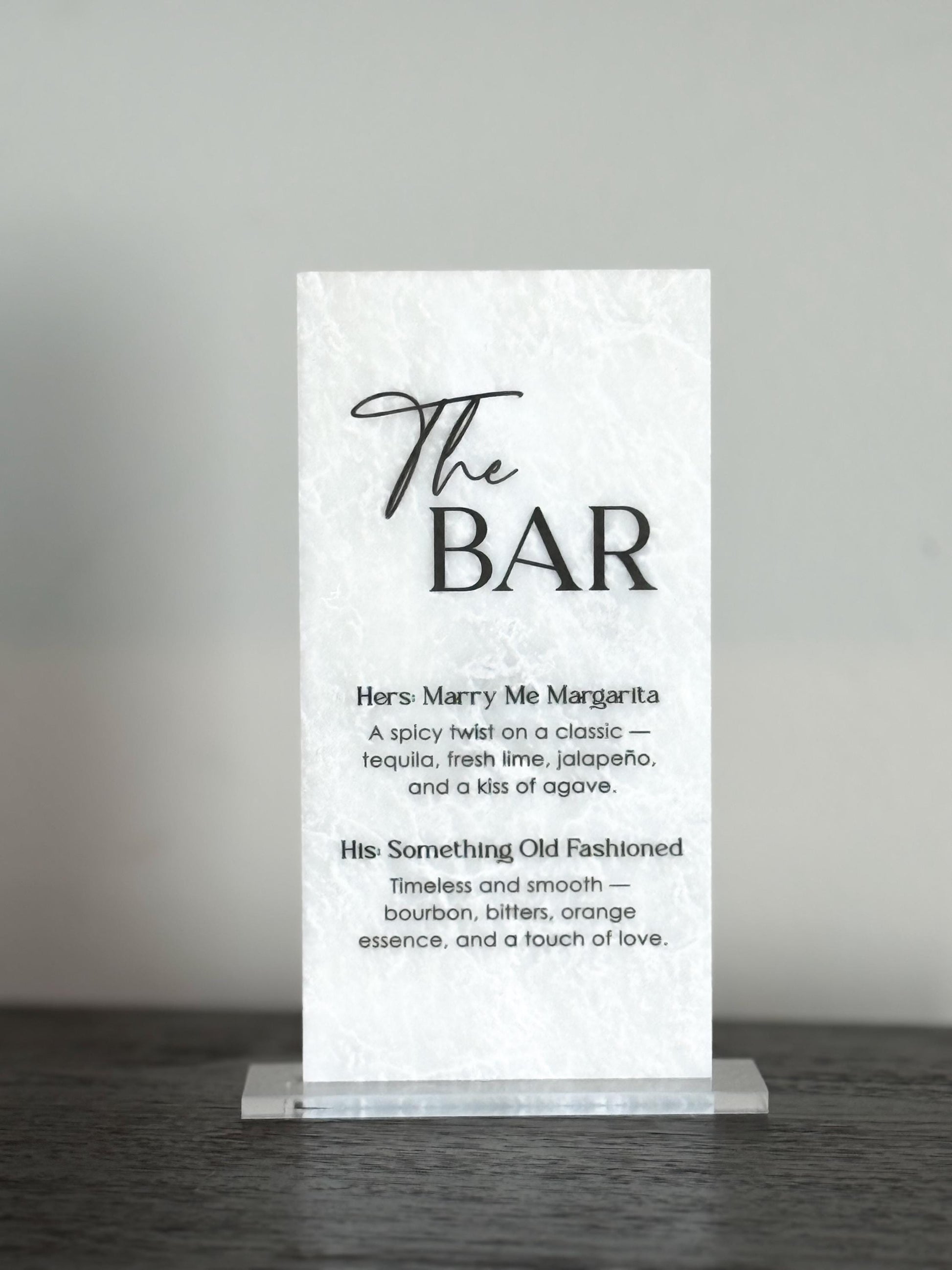 Marble Stone Bar Sign | Wedding Unique Signage | Menu sign, Drink Sign, Bar Sign | Signature Drinks