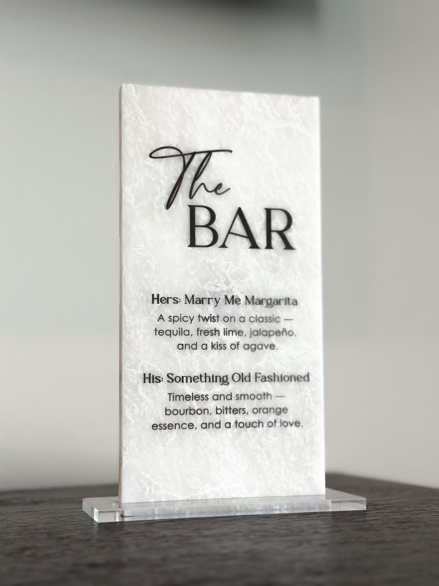 Marble Stone Bar Sign | Wedding Unique Signage | Menu sign, Drink Sign, Bar Sign | Signature Drinks