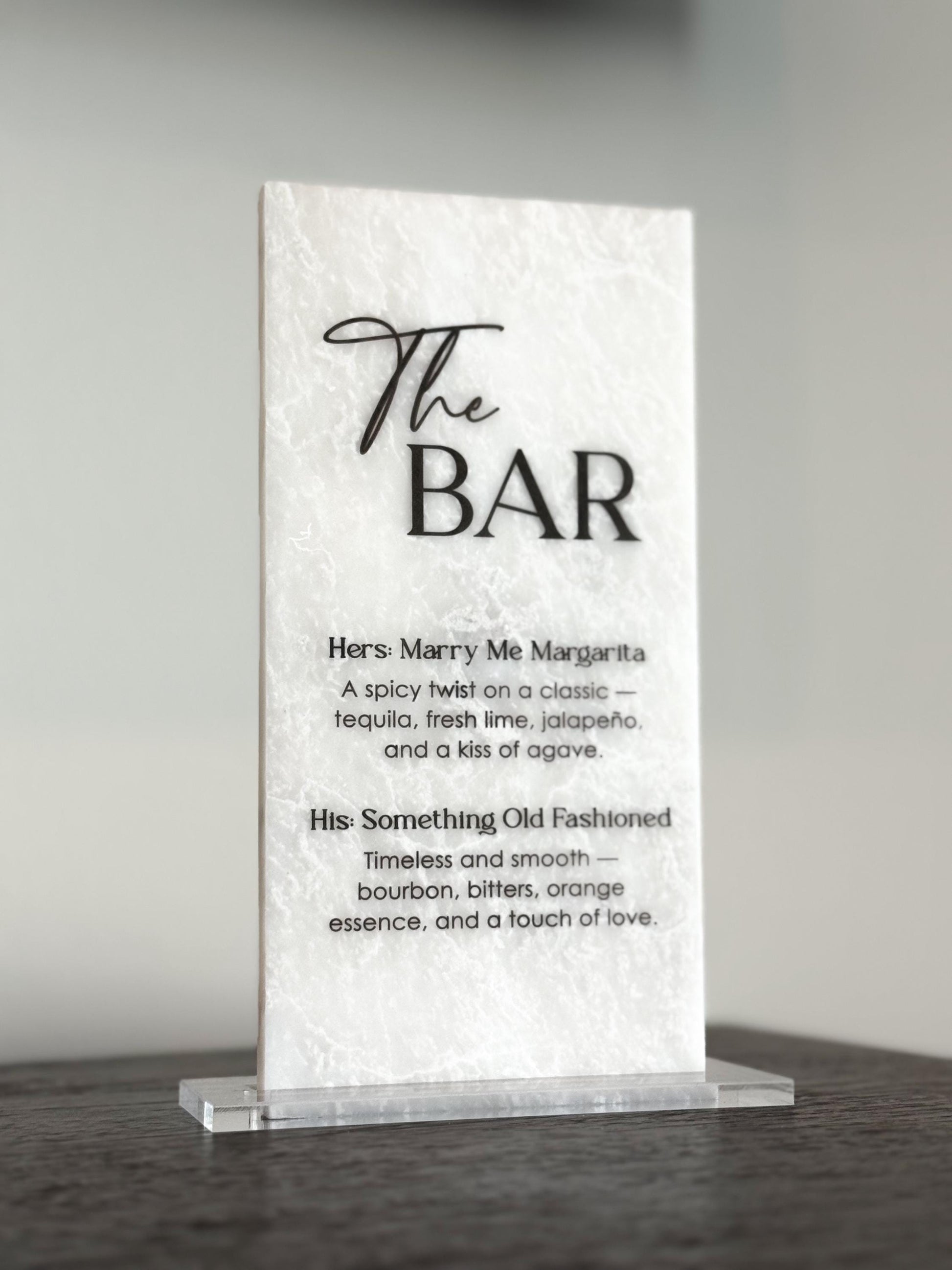 Marble Stone Bar Sign | Wedding Unique Signage | Menu sign, Drink Sign, Bar Sign | Signature Drinks