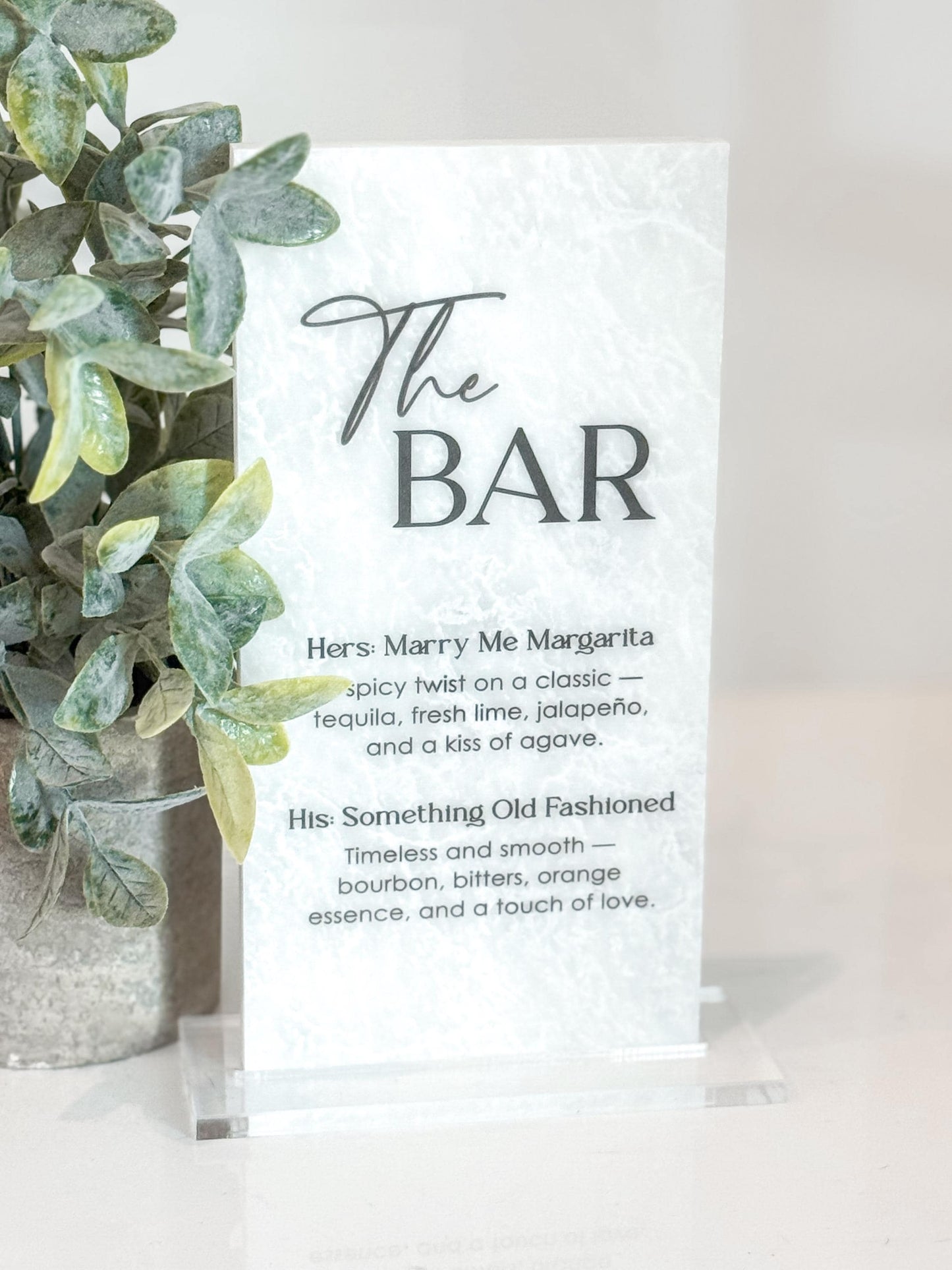 Marble Stone Bar Sign | Wedding Unique Signage | Menu sign, Drink Sign, Bar Sign | Signature Drinks